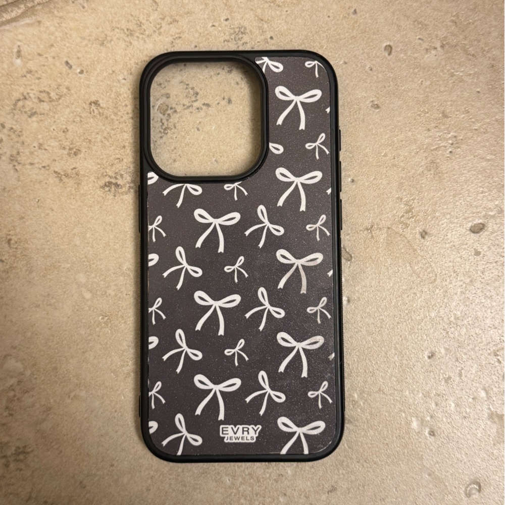 Evry Jewels Black Sparky Bow Design iPhone 15 pro Case
